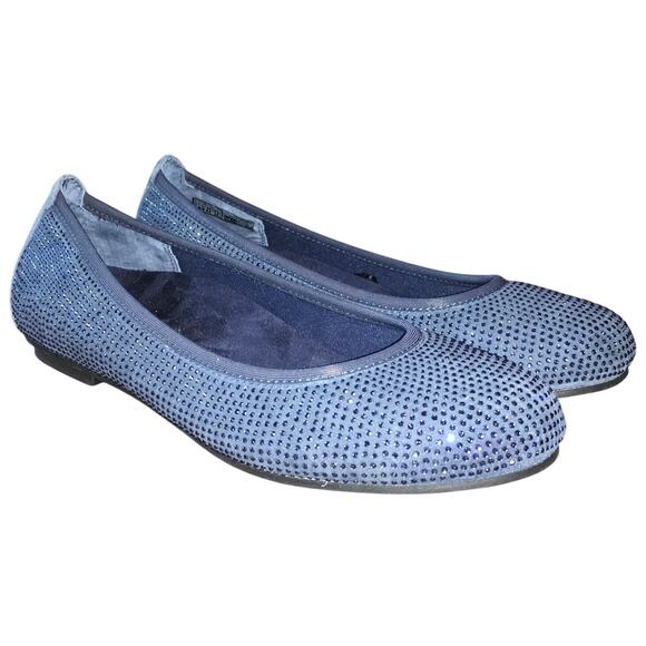 Vionic Willow Spark Ballet Slipper Shoe Navy Blue Sz 7 Rhinestone Sparkle Flat - Picture 1 of 8